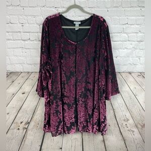 Catherine’s Size 4X Burnout Velvet Whimsigoth Fairy Witchy Blouse Top EUC